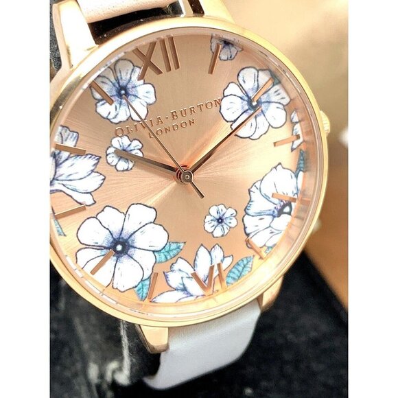Olivia Burton Women's Watch OBW0706 Quartz Floral Dial Rose Gold Leather…